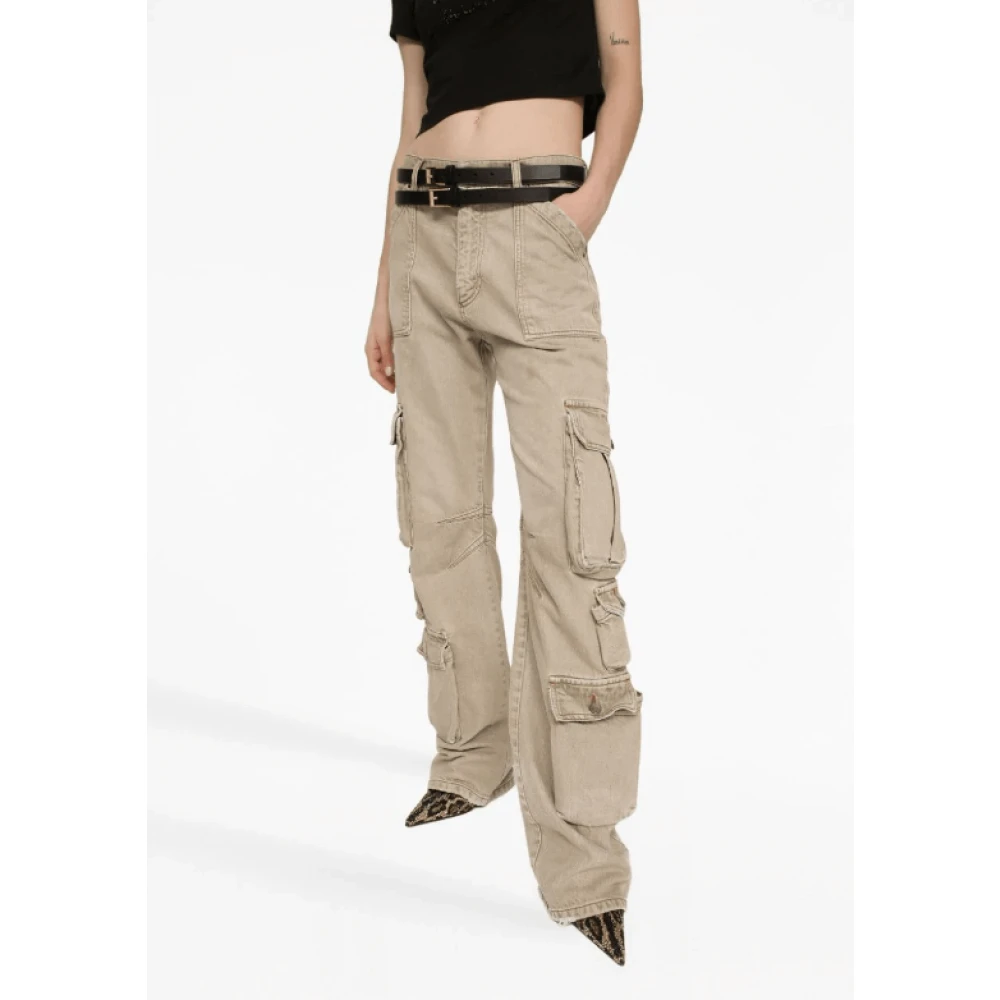 Dolce & Gabbana Cargo Jeans met Logo Plaque Beige Dames