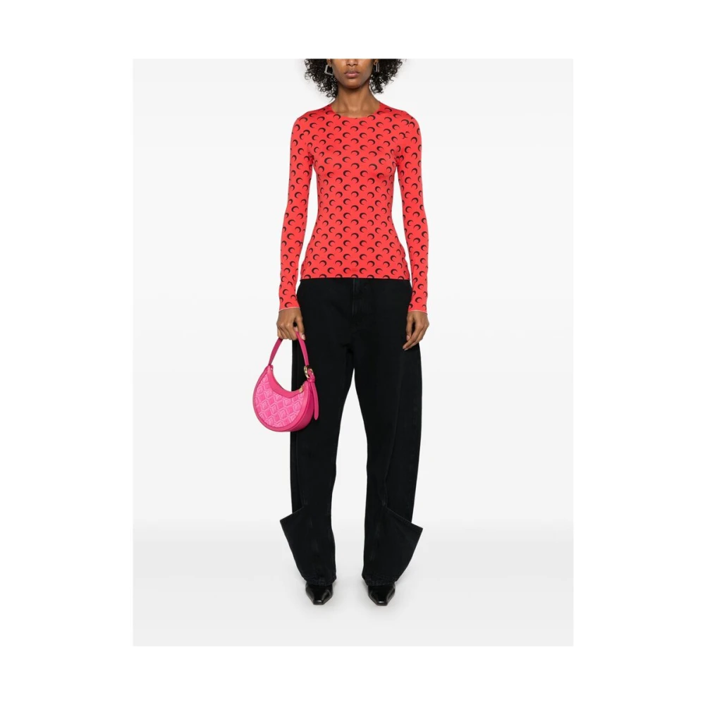 Marine Serre Moonogram Rode Trui Red Dames