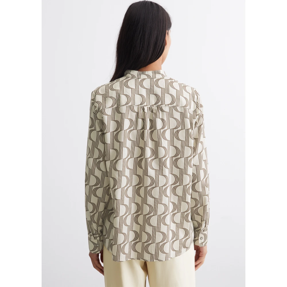 Marc O'Polo Blouse met norHeren opstaande kraag Beige Dames