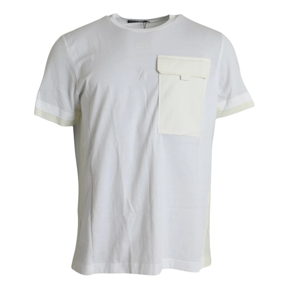 Dolce & Gabbana Men's White T-Shirts, M, Cotton Pocket Short Sleeves T-Shirt