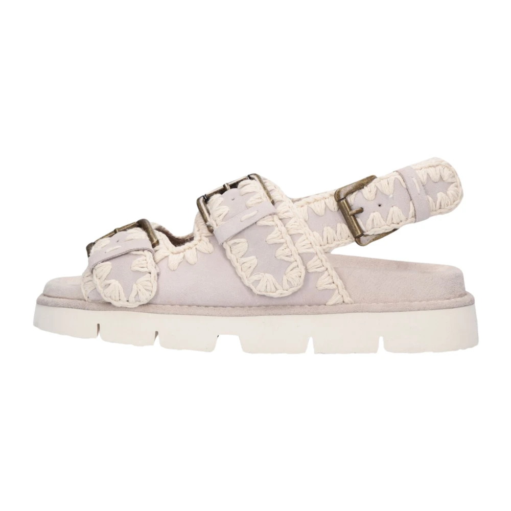 Mou Women's Beige Flat Sandals, 5 Uk, Taupe Suede Flat Sandals