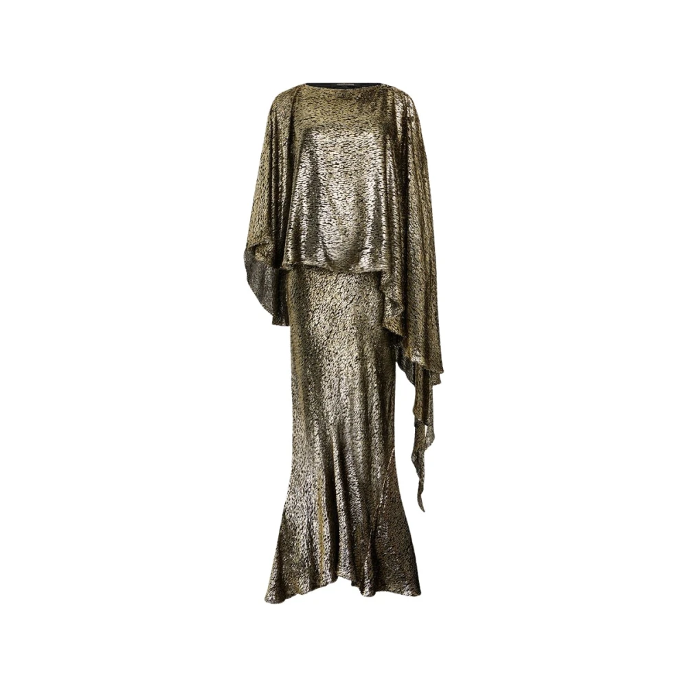 Roberto Cavalli Yellow Gowns, Female, 2XL, Asymmetric Gold Lamé Dress