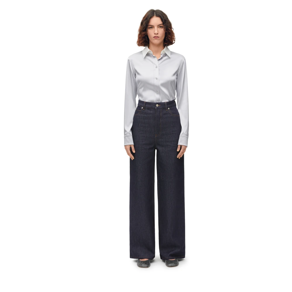 Loewe Hoge Taille Denim Jeans Blue Dames
