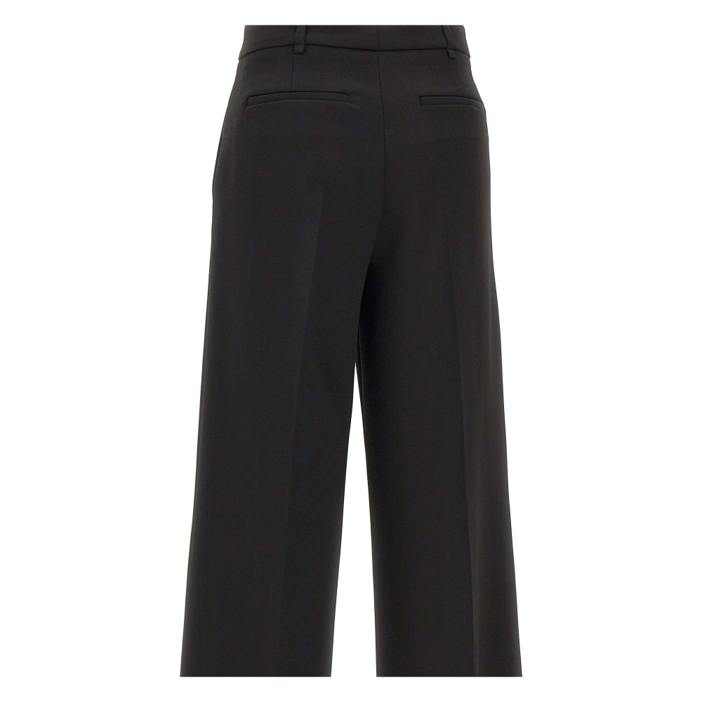 Liu Jo Zwarte Palazzo Stretch Crepe Broek Black Dames