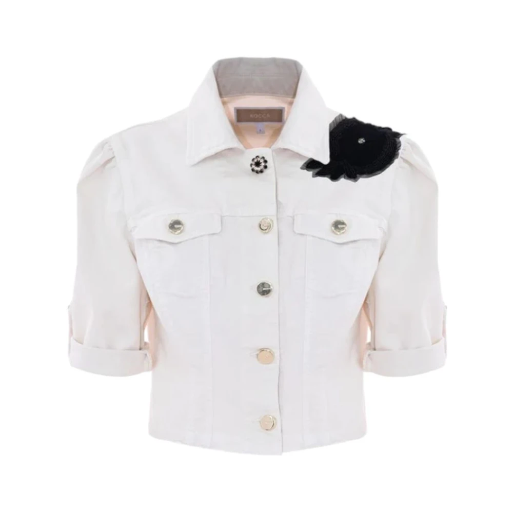 Kocca Korte jas met bloemenapplicatie White Dames
