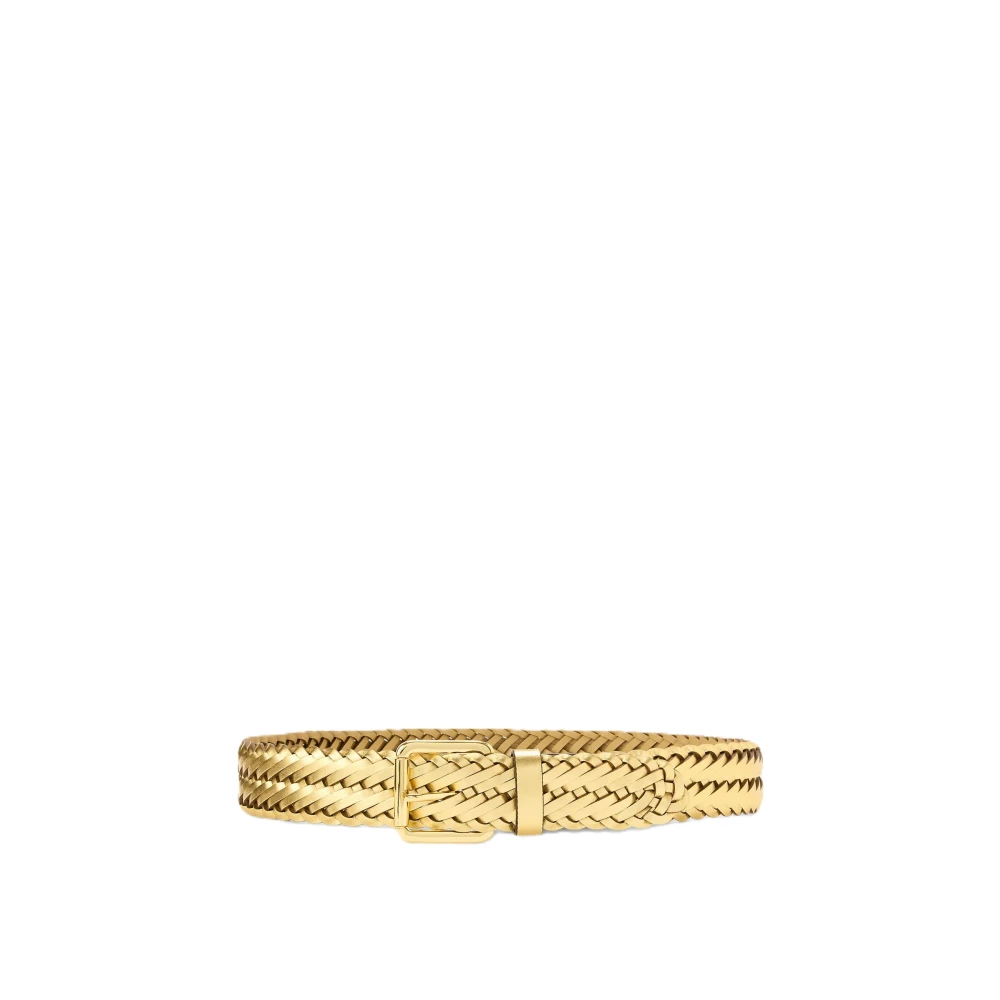Ralph Lauren Women's Yellow Braided Metallic Leather Belt - Belts - M - Accessories