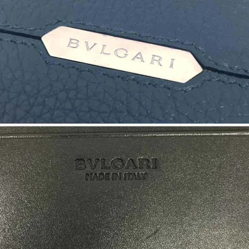 Bvlgari Vintage Pre-owned Leather wallets Blue Dames