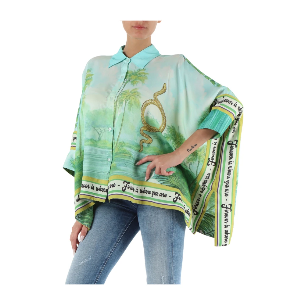 Replay Relaxed Fit Viscose Shirt met All-Over Print Multicolor Dames