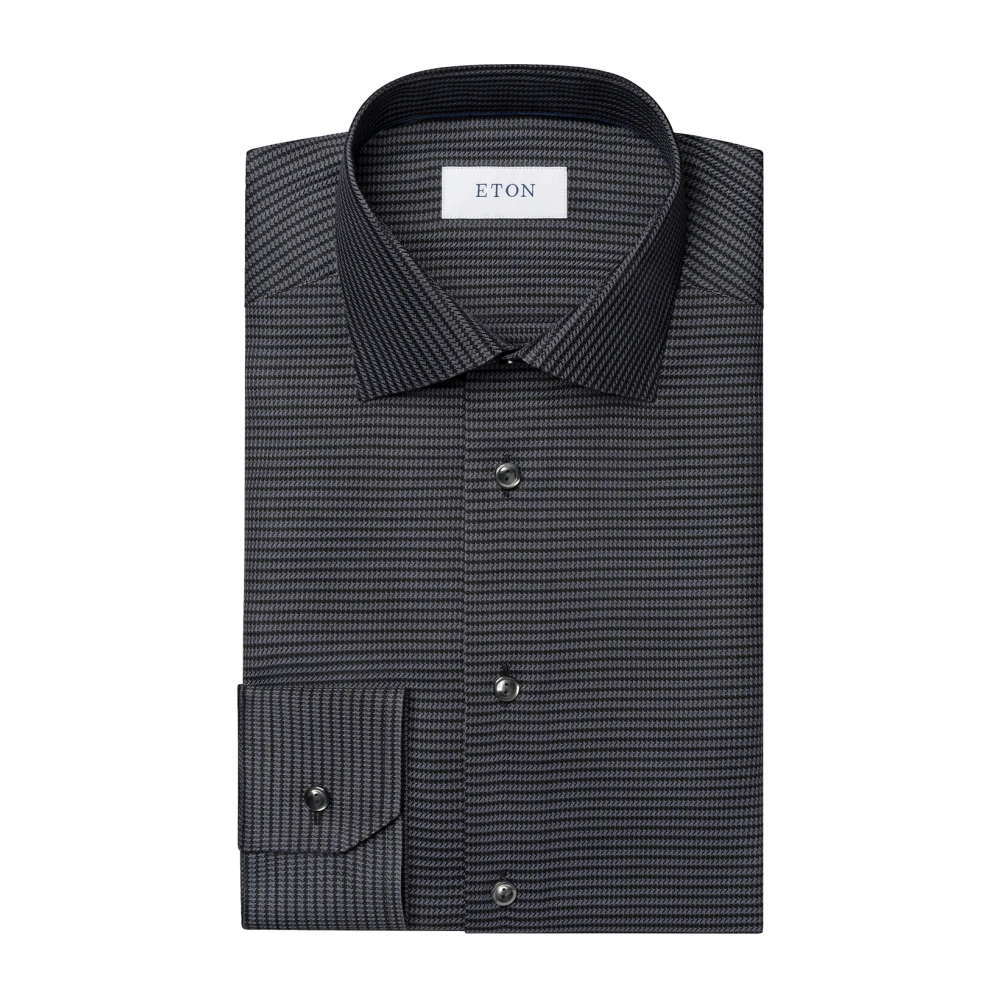 Eton Houndstooth Twill Overhemd Gray Heren
