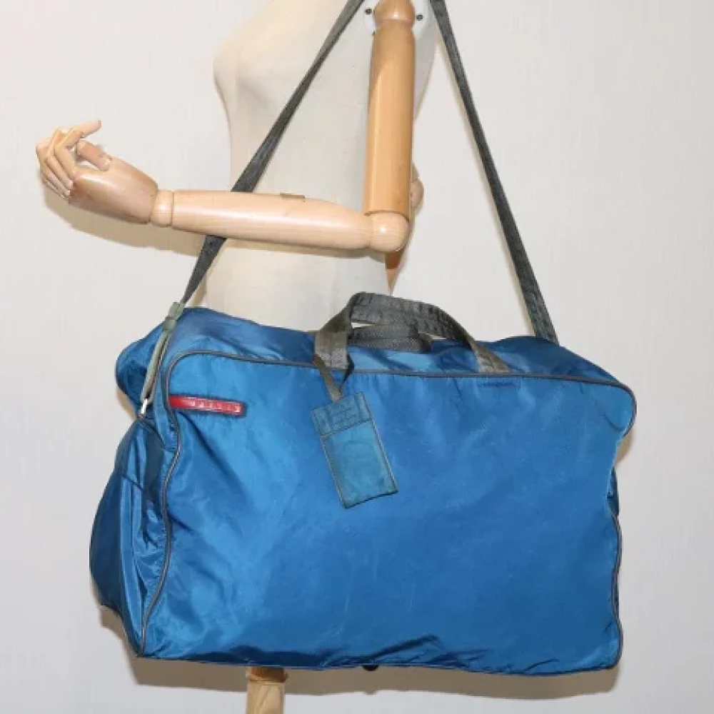 Prada Vintage Pre-owned Fabric travel-bags Blue Dames