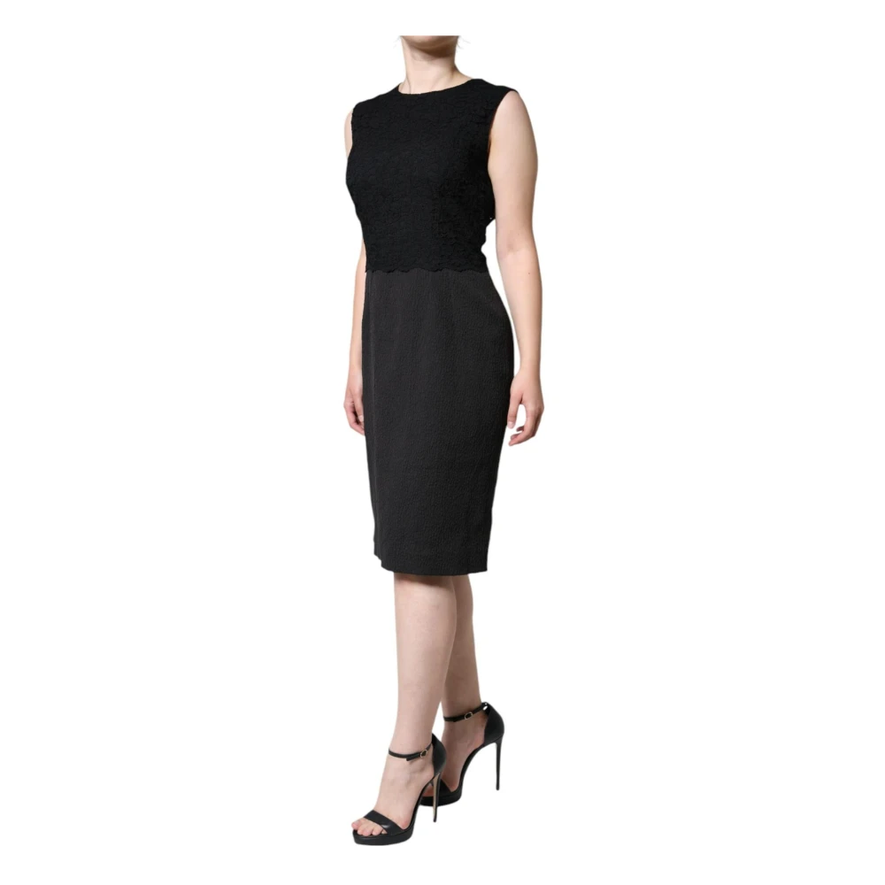 Dolce & Gabbana Zwarte Sheath Jurk met Ritssluiting Black Dames