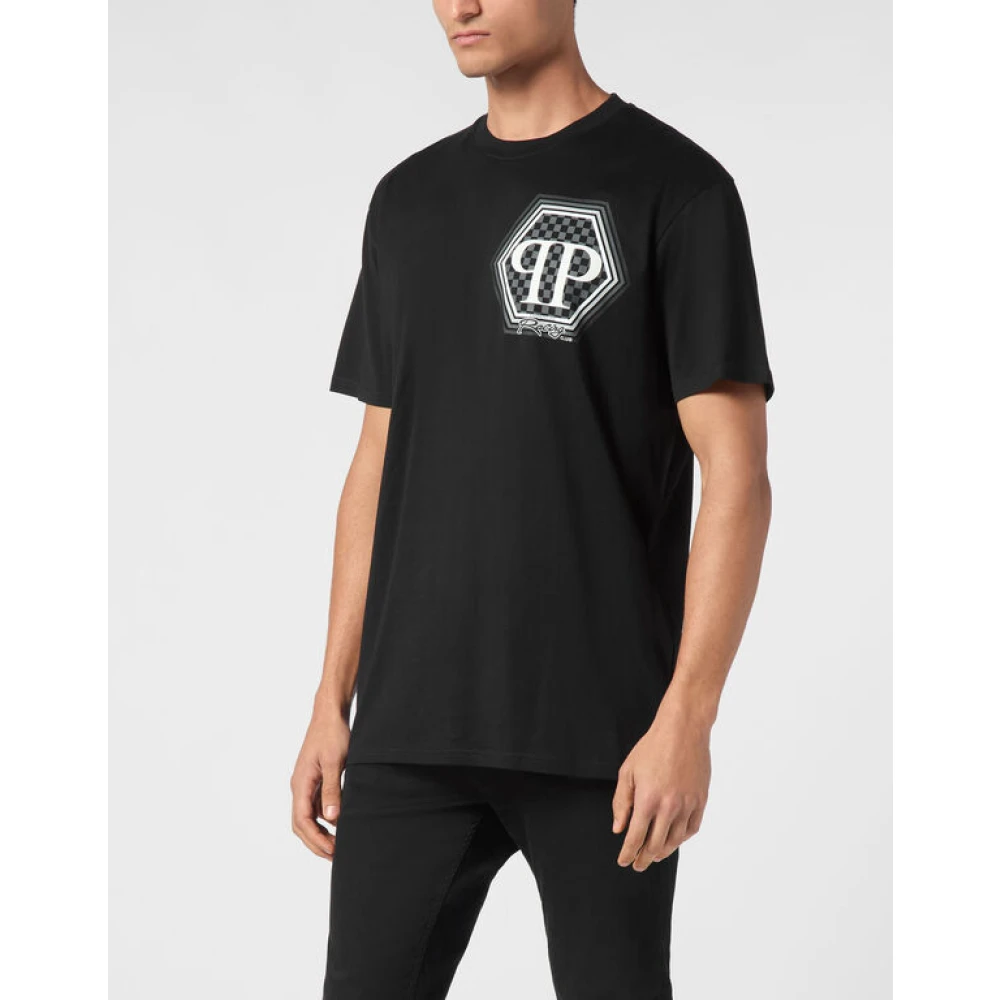 Philipp Plein Zwart T-shirt met Fantasieprint Black Heren