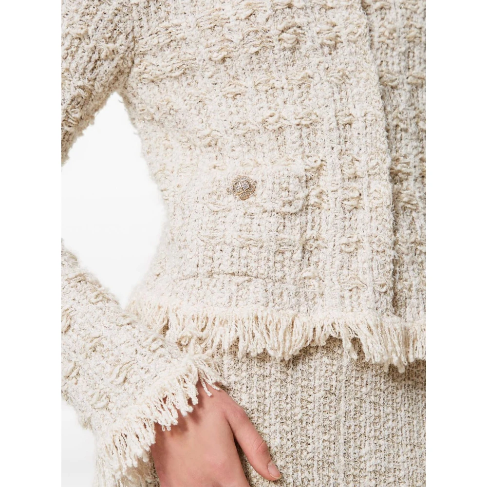 Twinset Beige Jack met Rode Rand en Logo Knopen White Dames