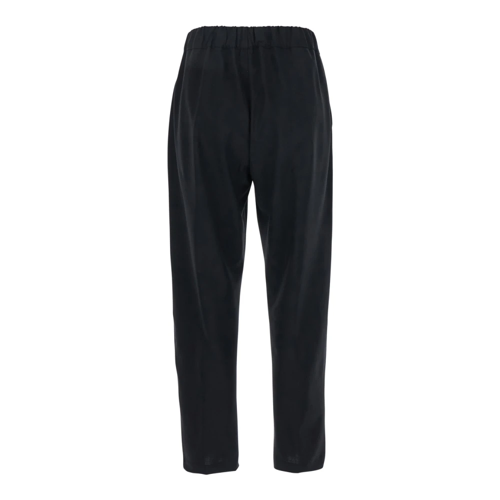 Semicouture Zwarte Broek met Koord in Wolmix Vrouw Black Dames