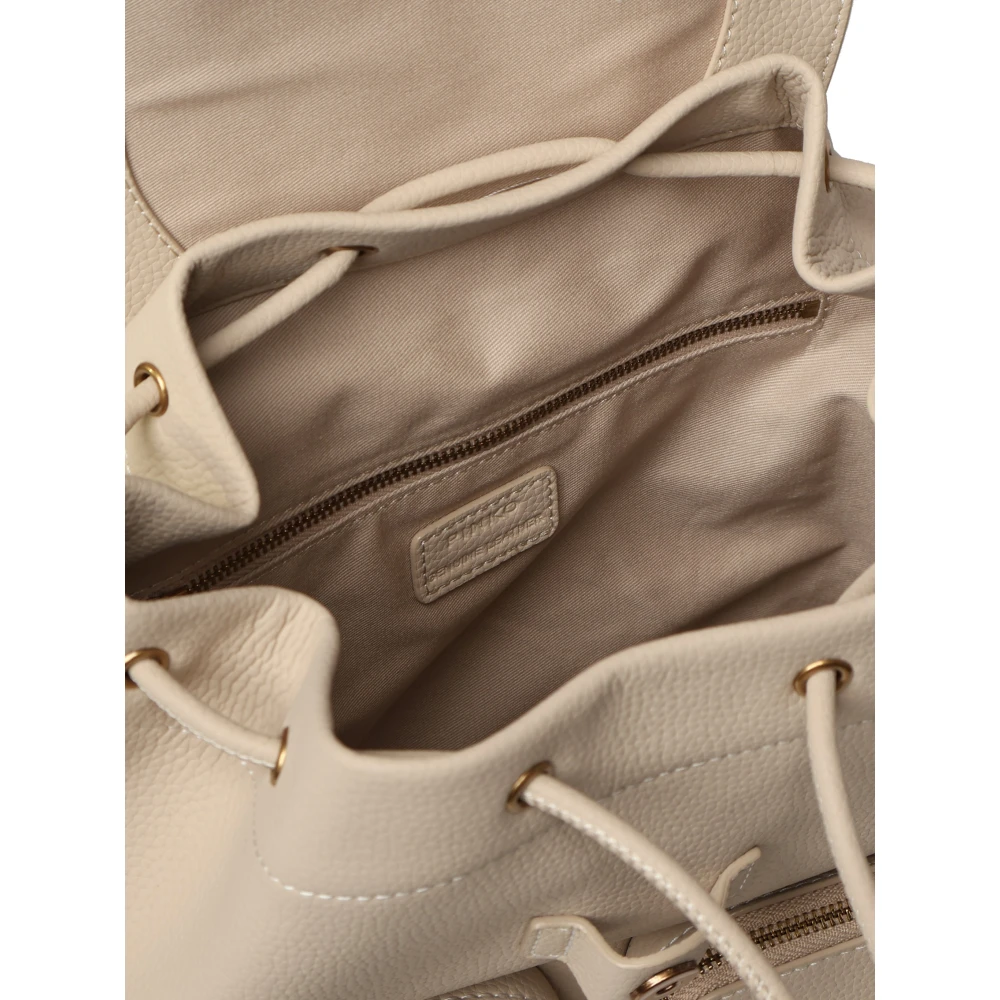 pinko Beige Leren Rugzak met Love Birds Beige Dames