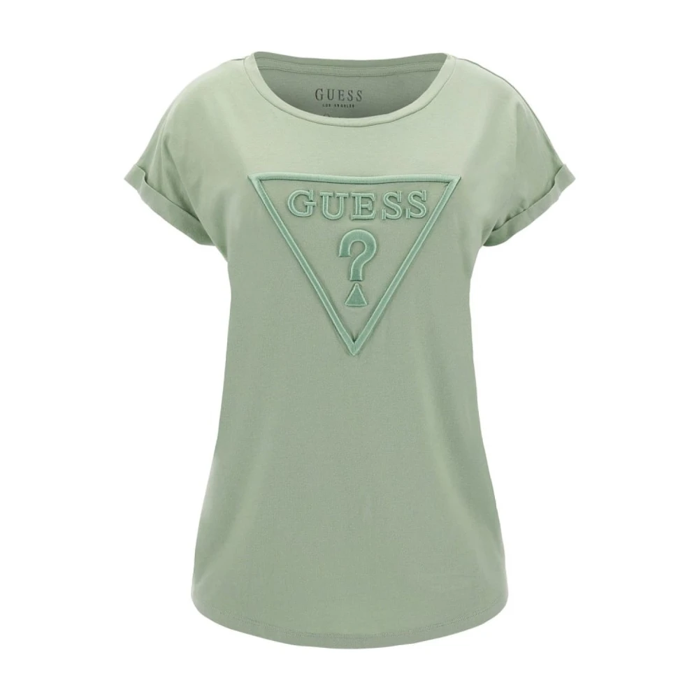 Guess Geborduurd driehoeklogo T-shirt Green Dames