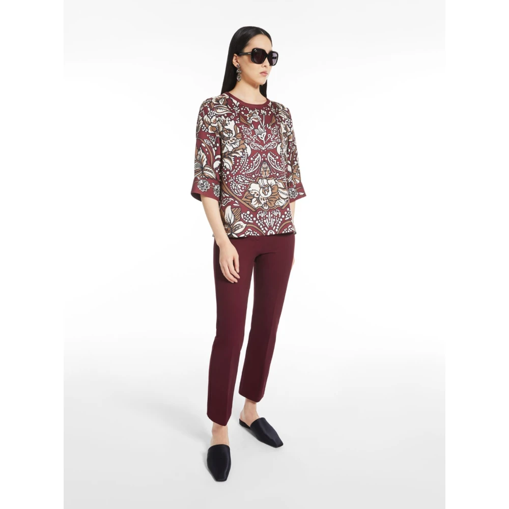 Max Mara Wijd uitlopende polyester broek Red Dames