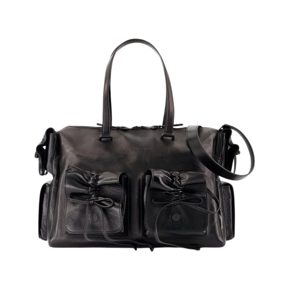 Acne Studios Women's Black Tote Bags, One Size, Leather Multipocket Shoulder Bag