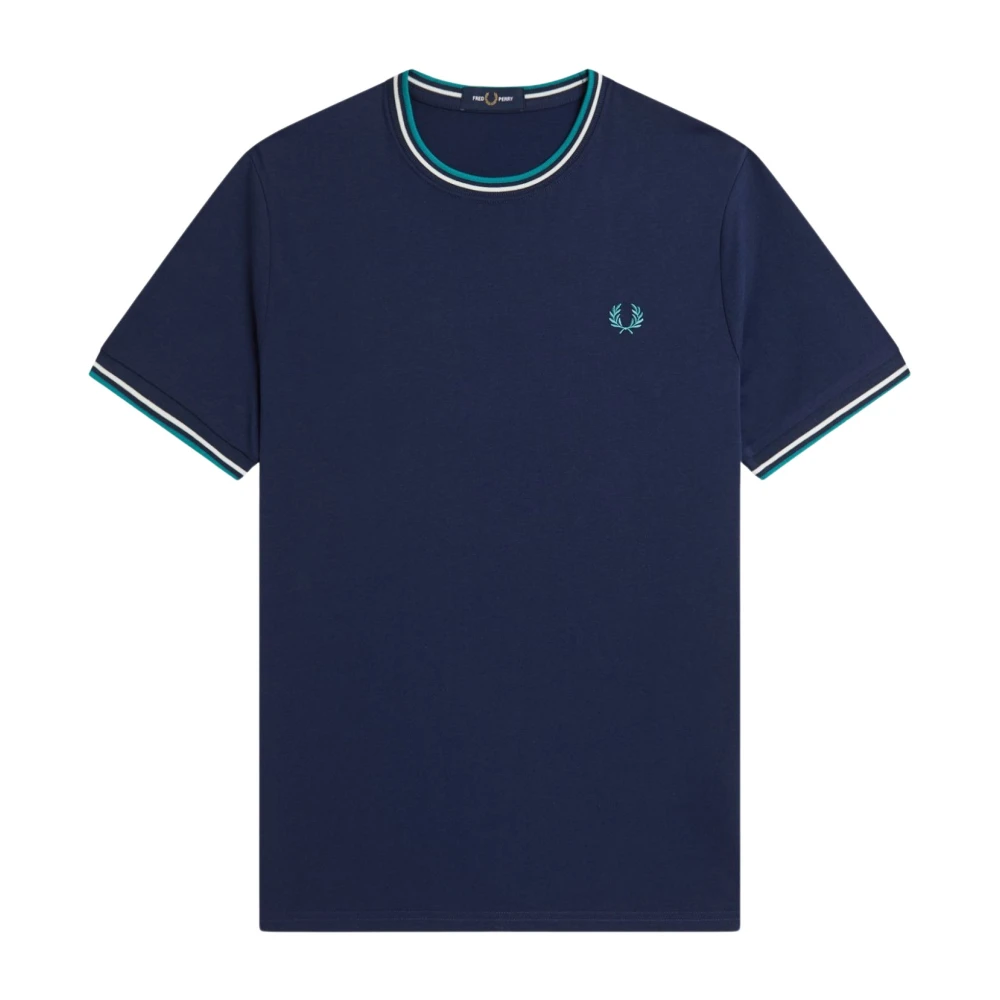 Fred Perry Twin Tipped T-Shirt, Tennis Blue, Snow White, Deep Mint - Image 3