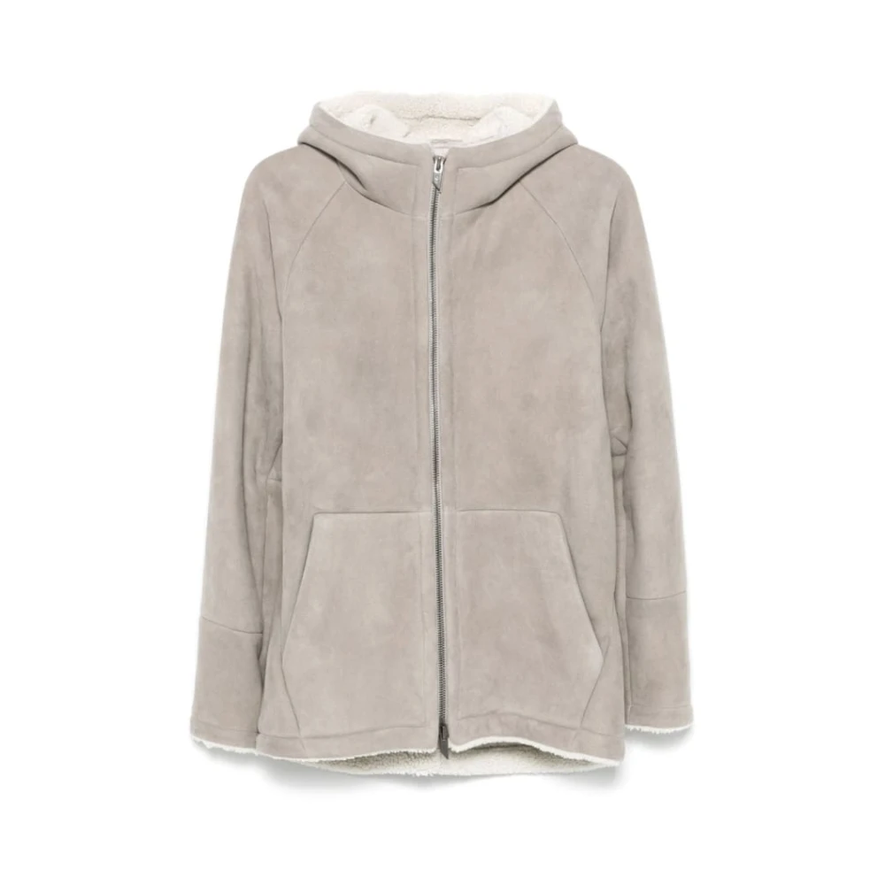 Salvatore Santoro Grijze Leren Jas met Capuchon Gray Heren