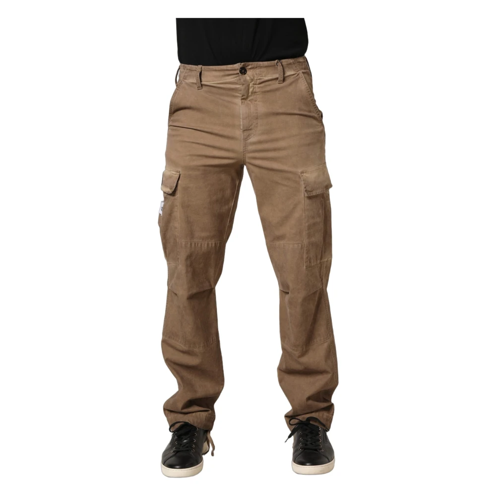 Dolce & Gabbana Men's Brown Mid Waist Cargo Straight Trouser Trousers - Straight Trousers - Xs - Trousers