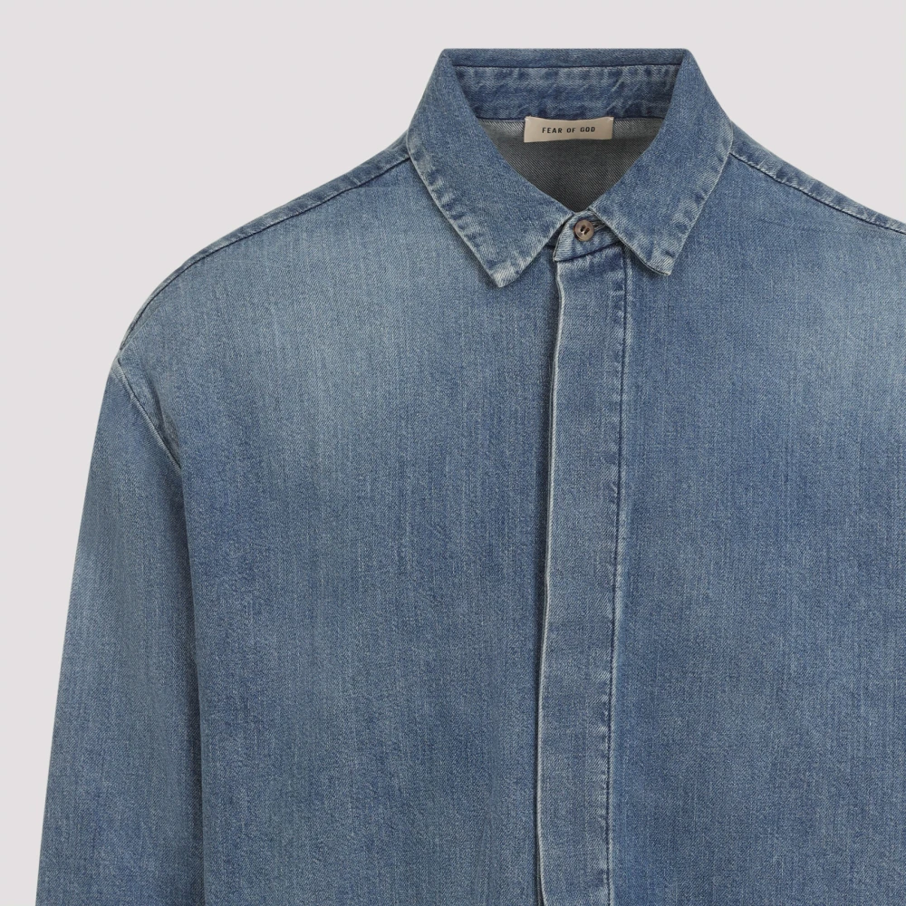 Fear Of God Middelblauwe Denim Overhemd Blue Heren