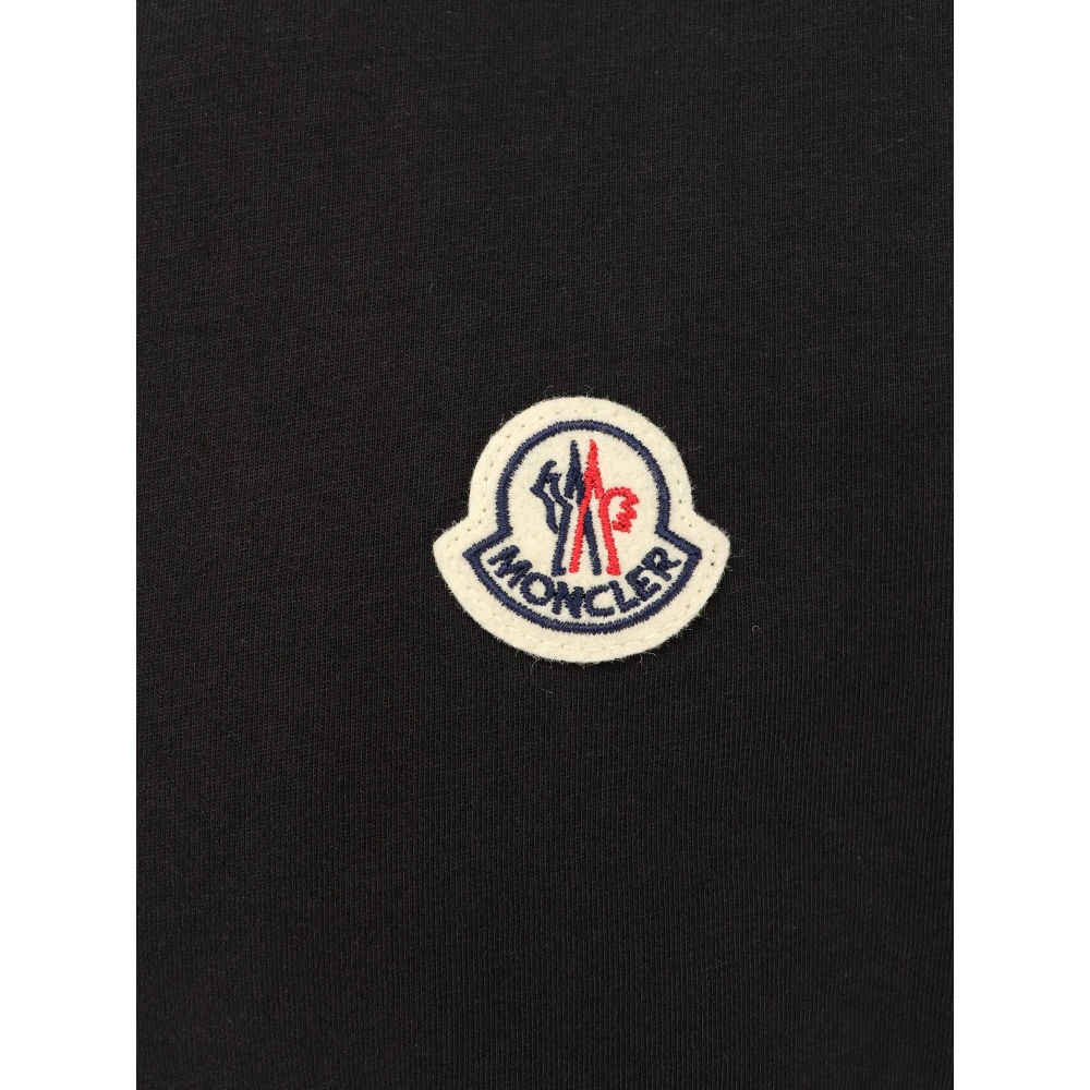 Moncler Organisch Katoen Logo Patch T-shirt Black Heren