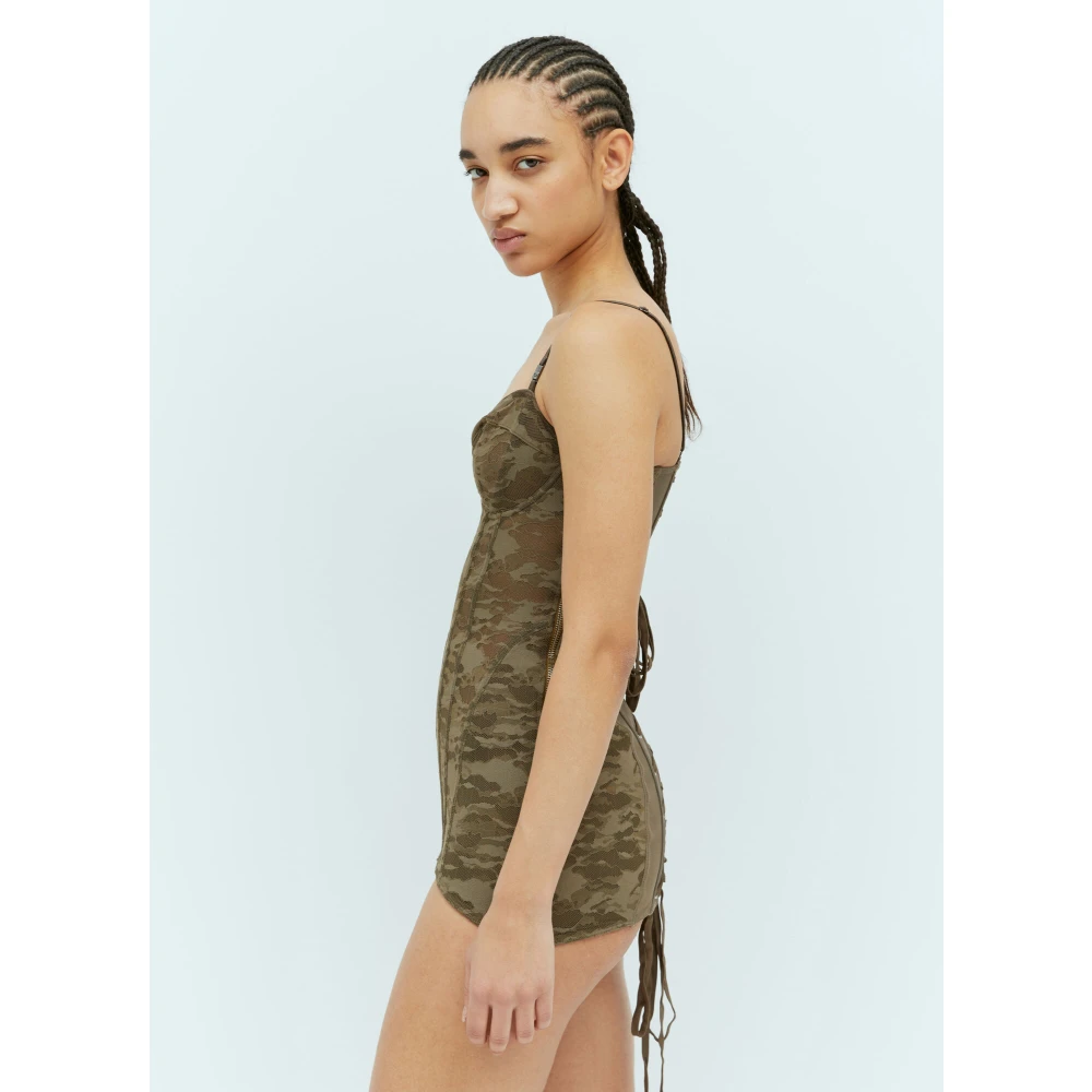Diesel Camouflage Kant Korset Slip Top Brown Dames