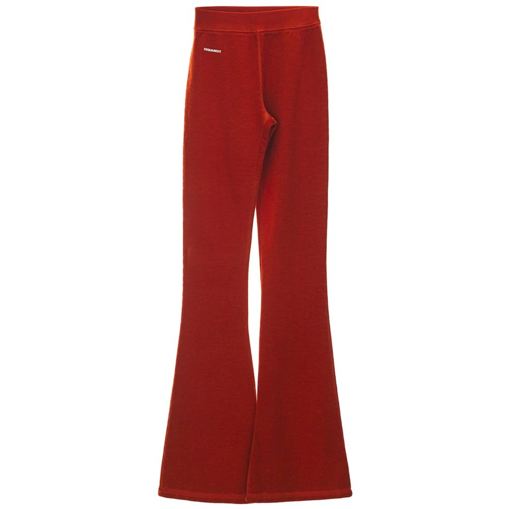 Dsquared2 Women's Red High Waist Fla Sweat Trousers - Wide Trousers - S - Trousers