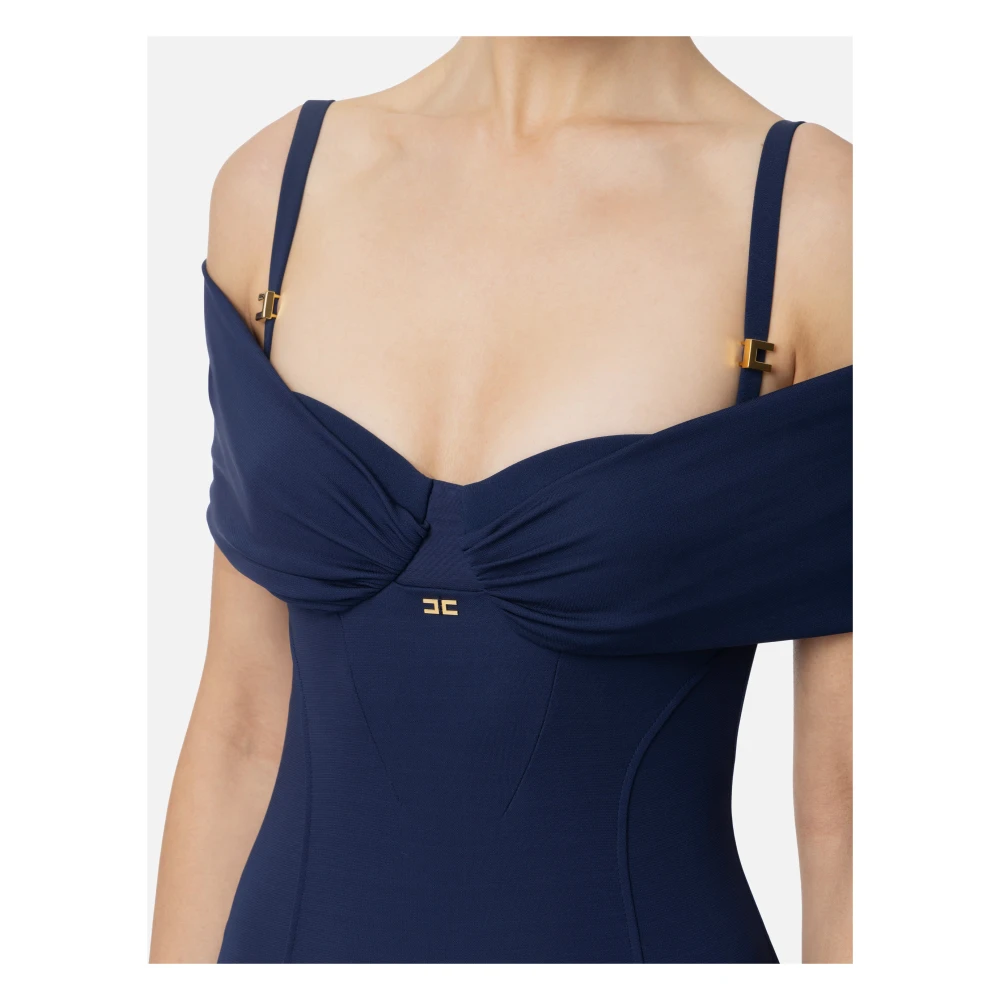 Elisabetta Franchi Blauwe Avondjurk met Korsetstijl Blue Dames