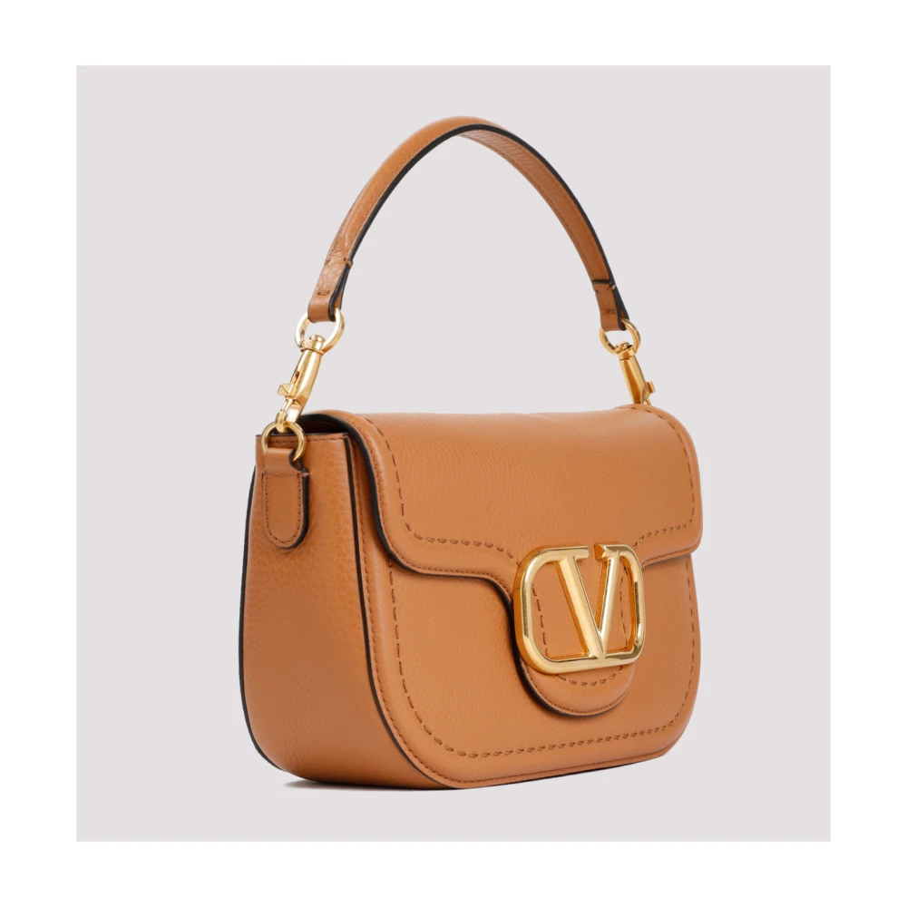 Valentino Garavani Amandel Beige Schoudertas met V Logo Brown Dames