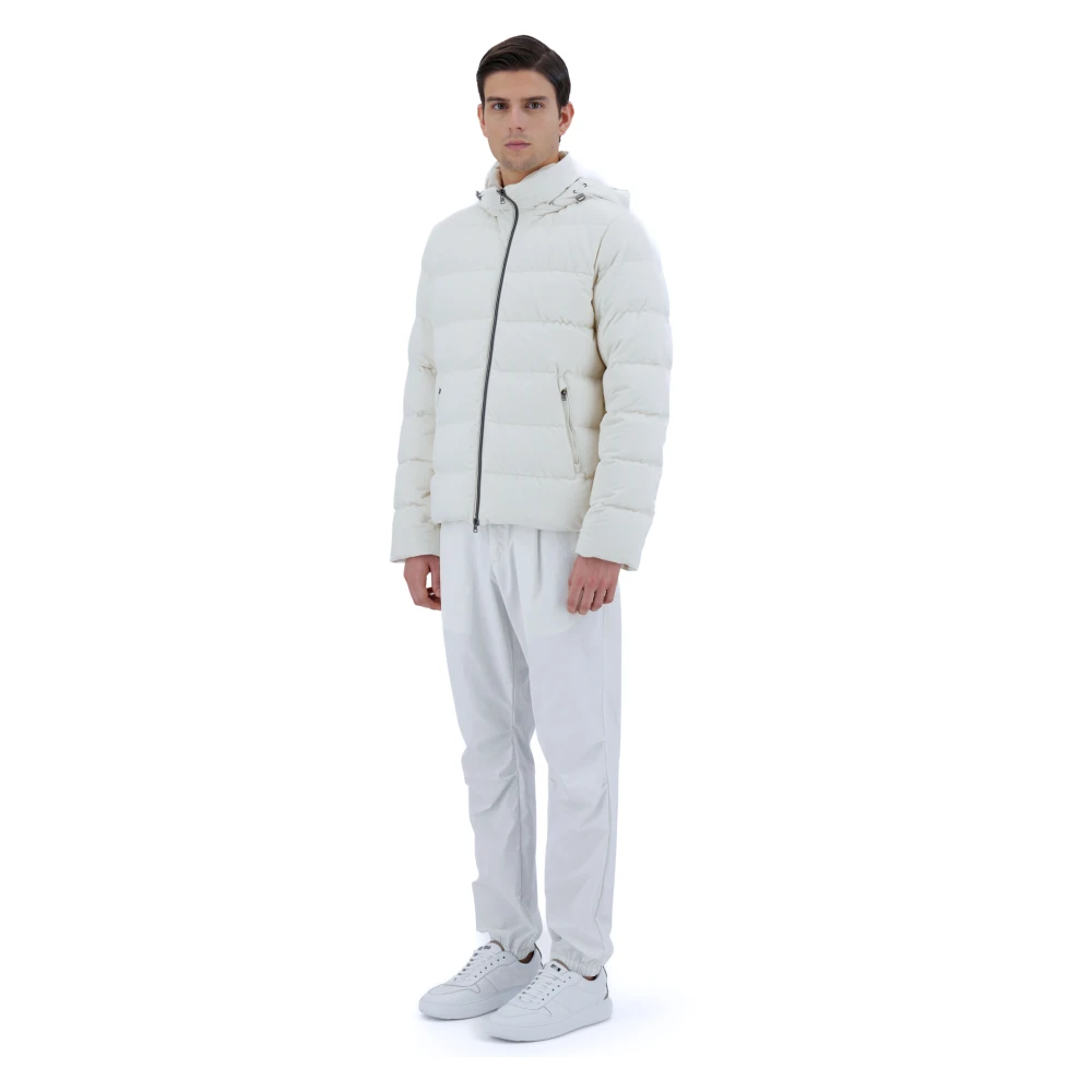 Herno Witte Fluwelen Bomberjack White Heren