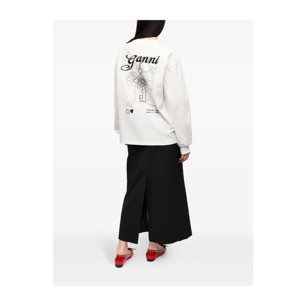 Ganni Charm Longsleeve T-shirt White Dames