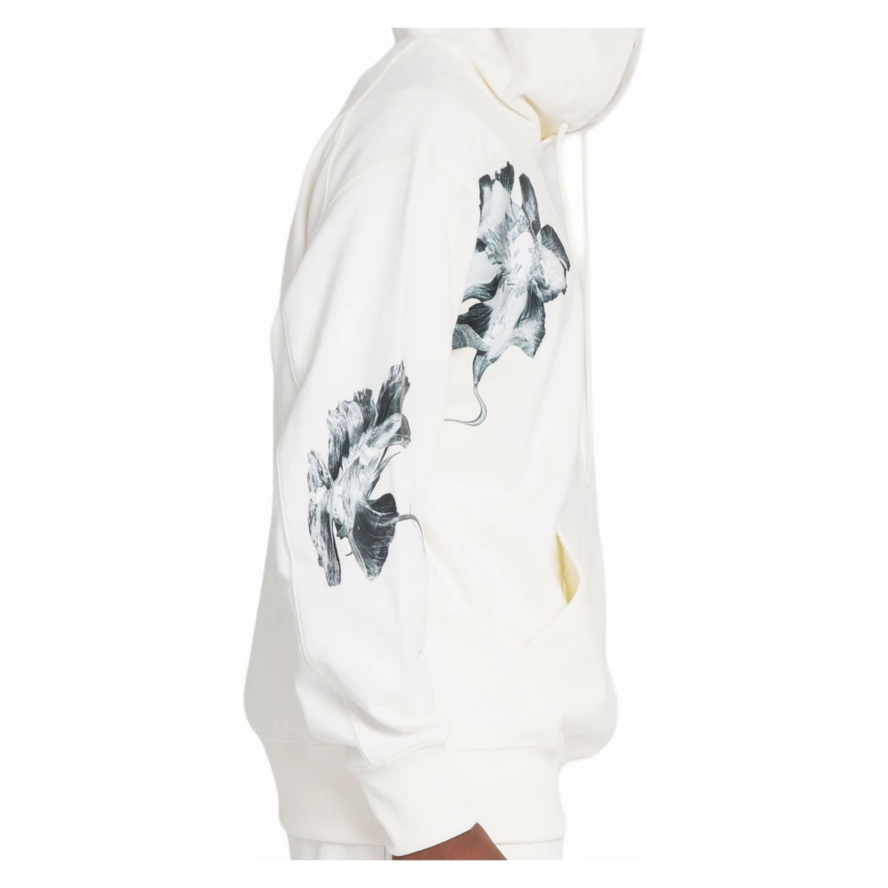 Y-3 Bloemen grafische hoodie in off white Heren