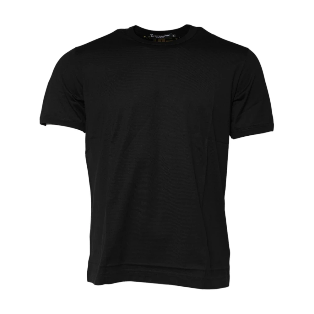 Dolce & Gabbana Men's Black T-Shirts, S, Logo Print Cotton T-Shirt