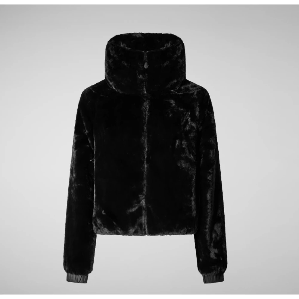 Save The Duck Fury19 Zwarte Bontjas Omkeerbaar Gewatteerd Black Dames