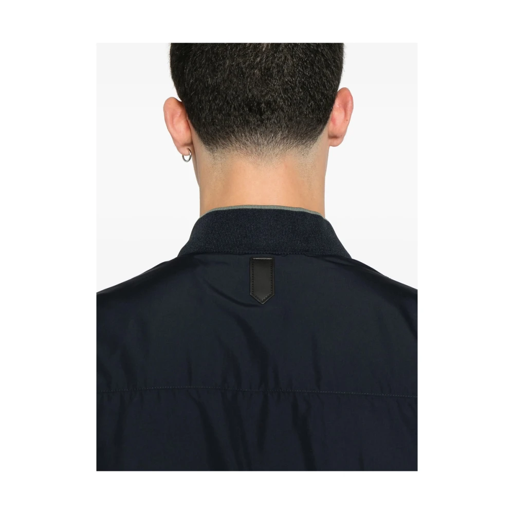 Canali Navy Blauwe Baseball Jack met Rits Blue Heren
