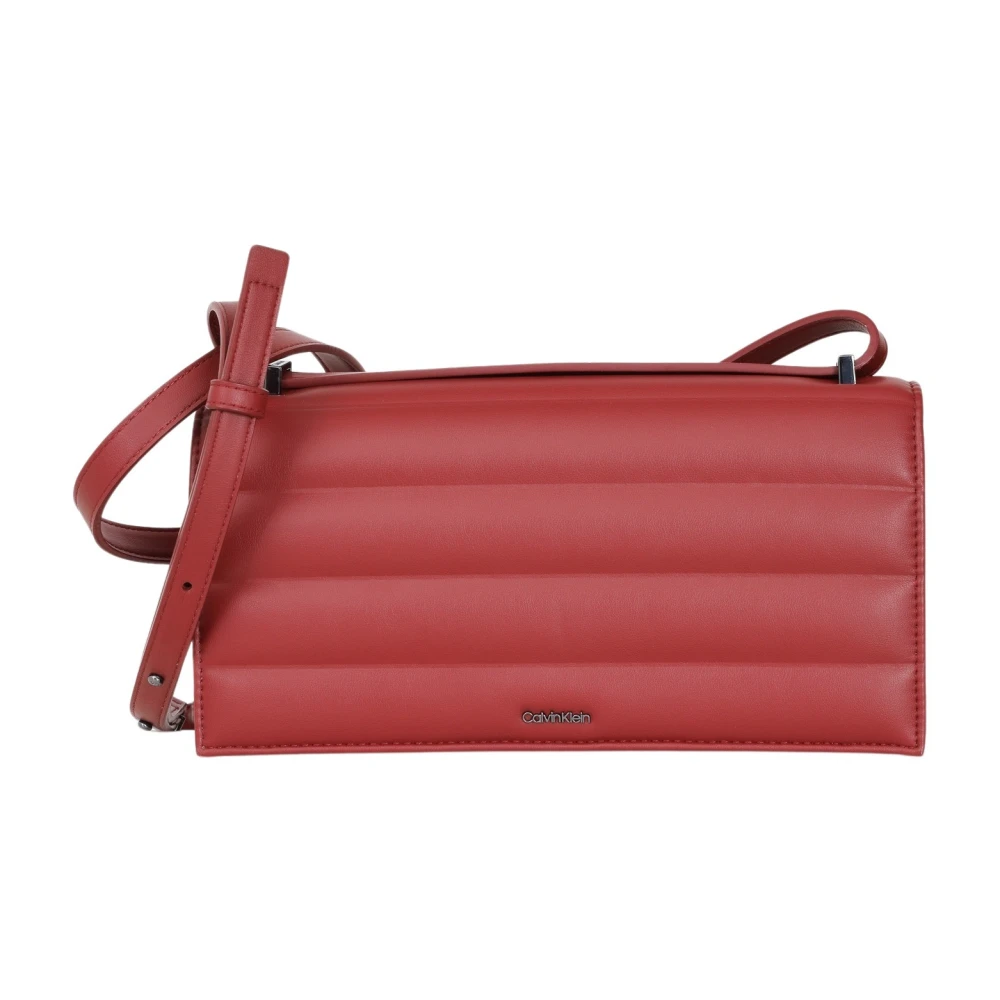 Calvin Klein Burgundy Line Quilt Schoudertas Red Dames