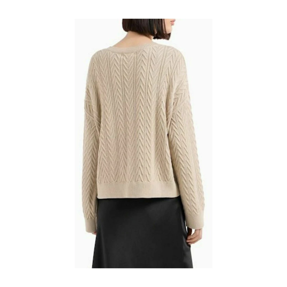 Emporio Armani Beige Basic Crewneck Sweater Beige Dames