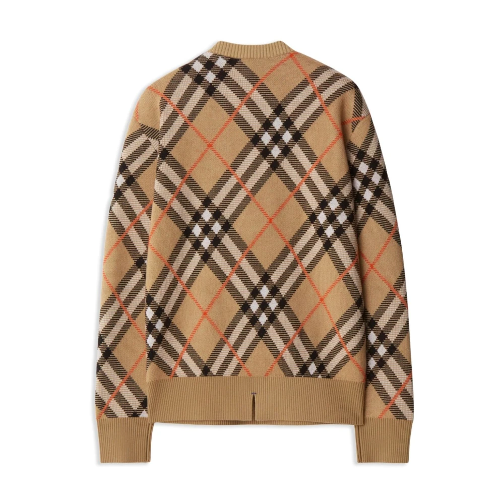 Burberry Geruite Patroon Wollen Trui Beige Heren