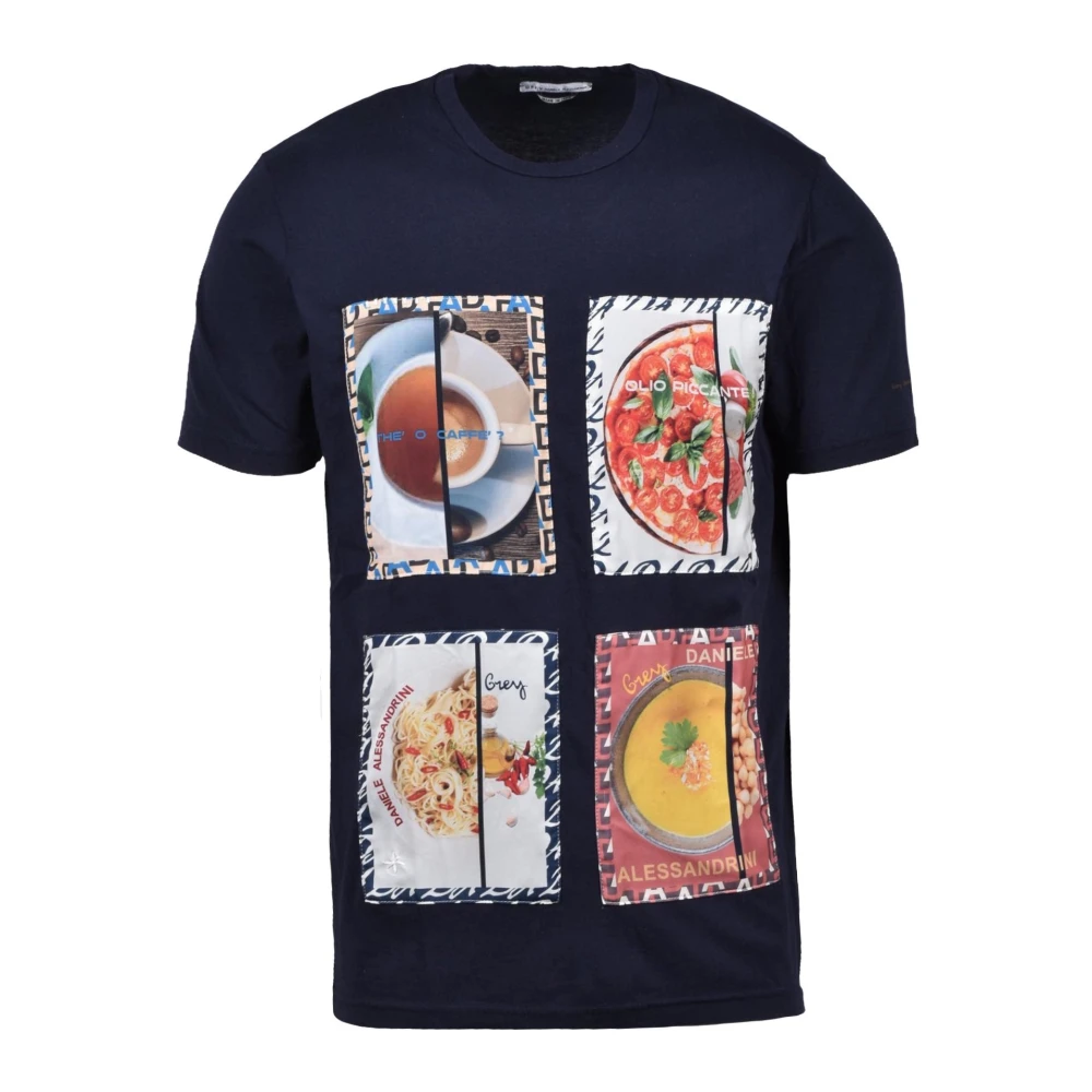 Daniele Alessandrini Grijze Katoenen T-shirt Blue Heren