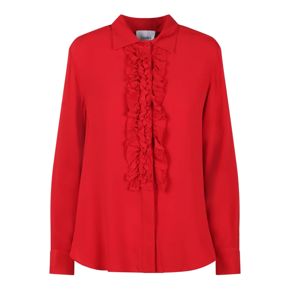 Nude Zijde Blend Ruche Shirt Fw24 Red Dames