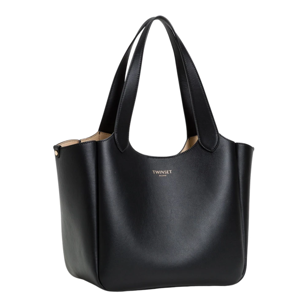 Twinset Forever Shopper Tas Zwart Leer Black Dames