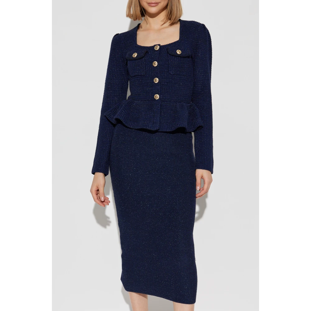 Self Portrait Midi Gebreide Jurk Rs25-034M-Bl Blue Dames