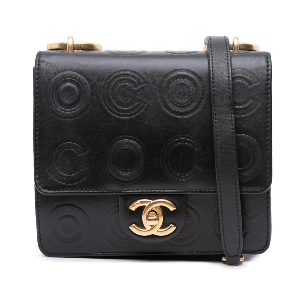 Chanel Vintage Women's Black Pre-Owned Chanel Embossed Leather Crossbody