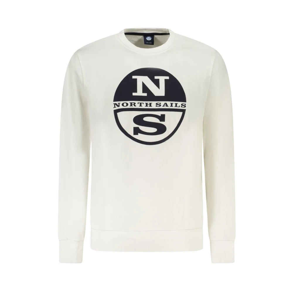 North Sails Men's White Cotton Sweatshirt With Print Logo - Sweatshirts - M - Sweatshirts & Hoodies