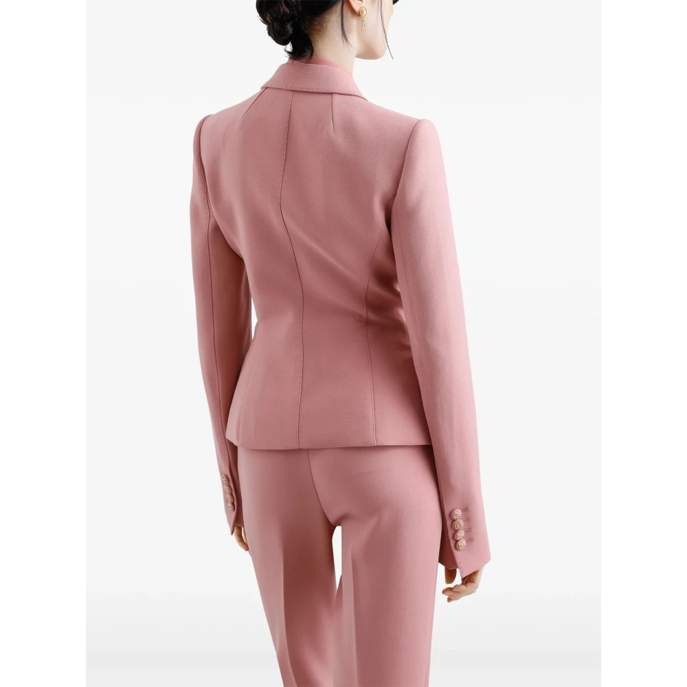 Dolce & Gabbana Roze Zijden Satijnen Jassen met Canneté-bedekte knopen Pink Dames