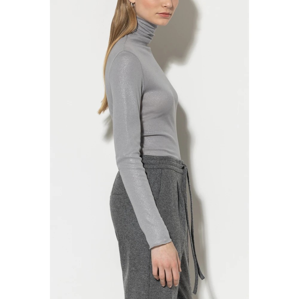 LUISA CERANO Glitter Print Longsleeve T-Shirt Gray Dames