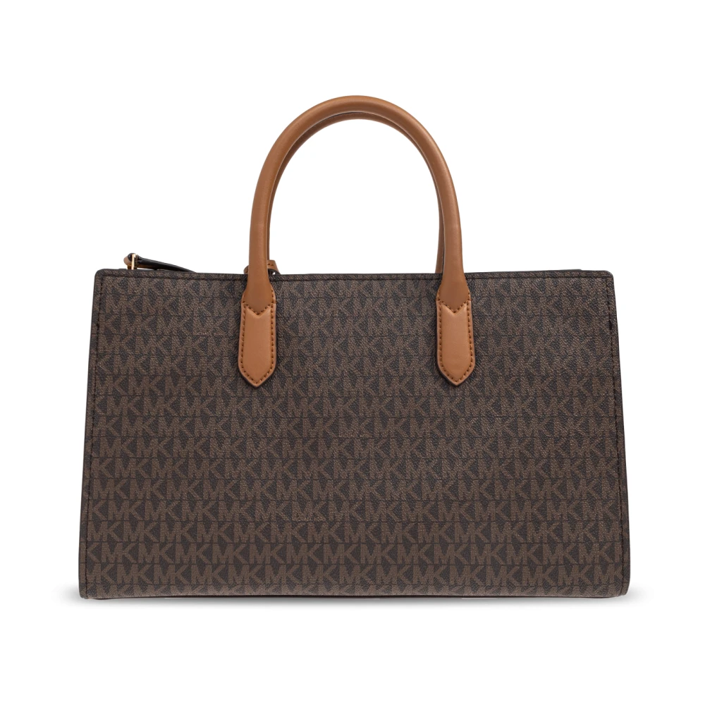 Michael Kors Scarlett Medium Signature Logo Schoudertas Brown Dames