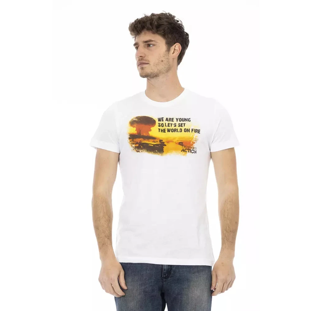 Trussardi Mannelijk Wit Tops Heren, Xl, Katoen, Action Katoenen T-Shirt